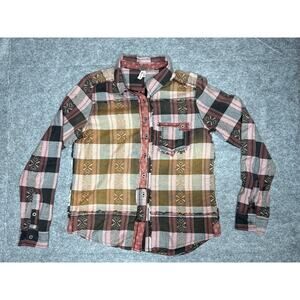 We The Free Women’s Small Button Up Plaid Long Sleeved Shirt Free People